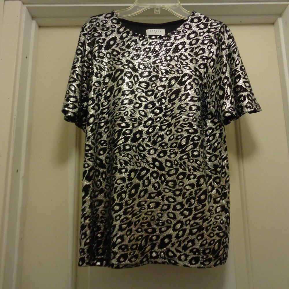 TRENDING ANIMAL BLING SHINE GIRL STRETCHY BLACK & SILVERY SPOTS TOP BY PAPAYA 8